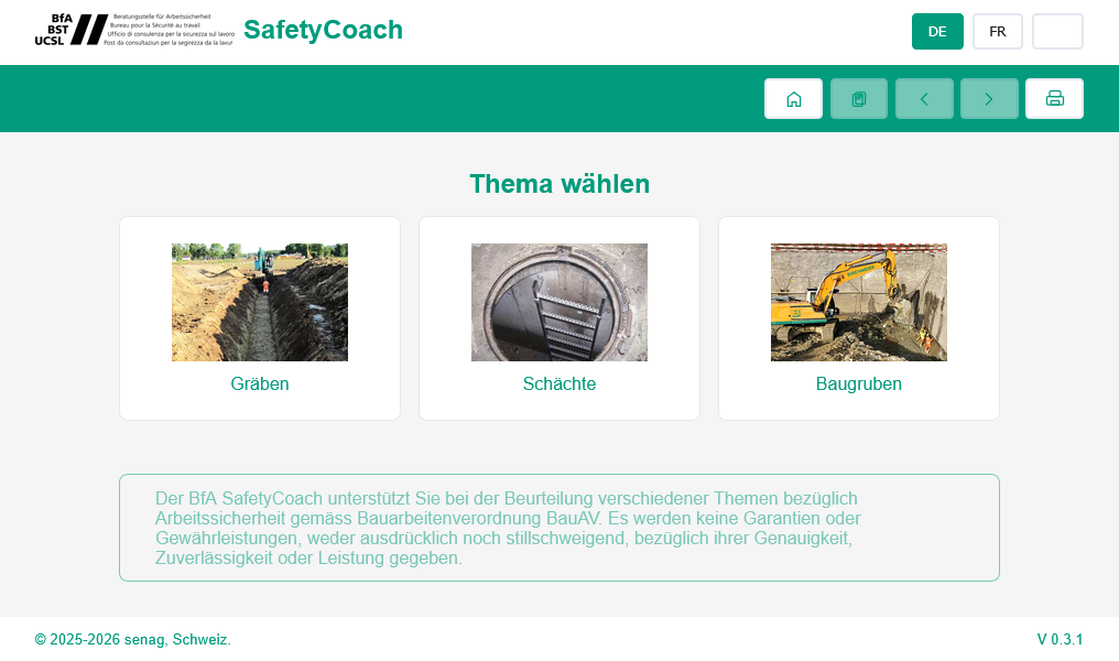 BfA SafetyCoach - start screen
